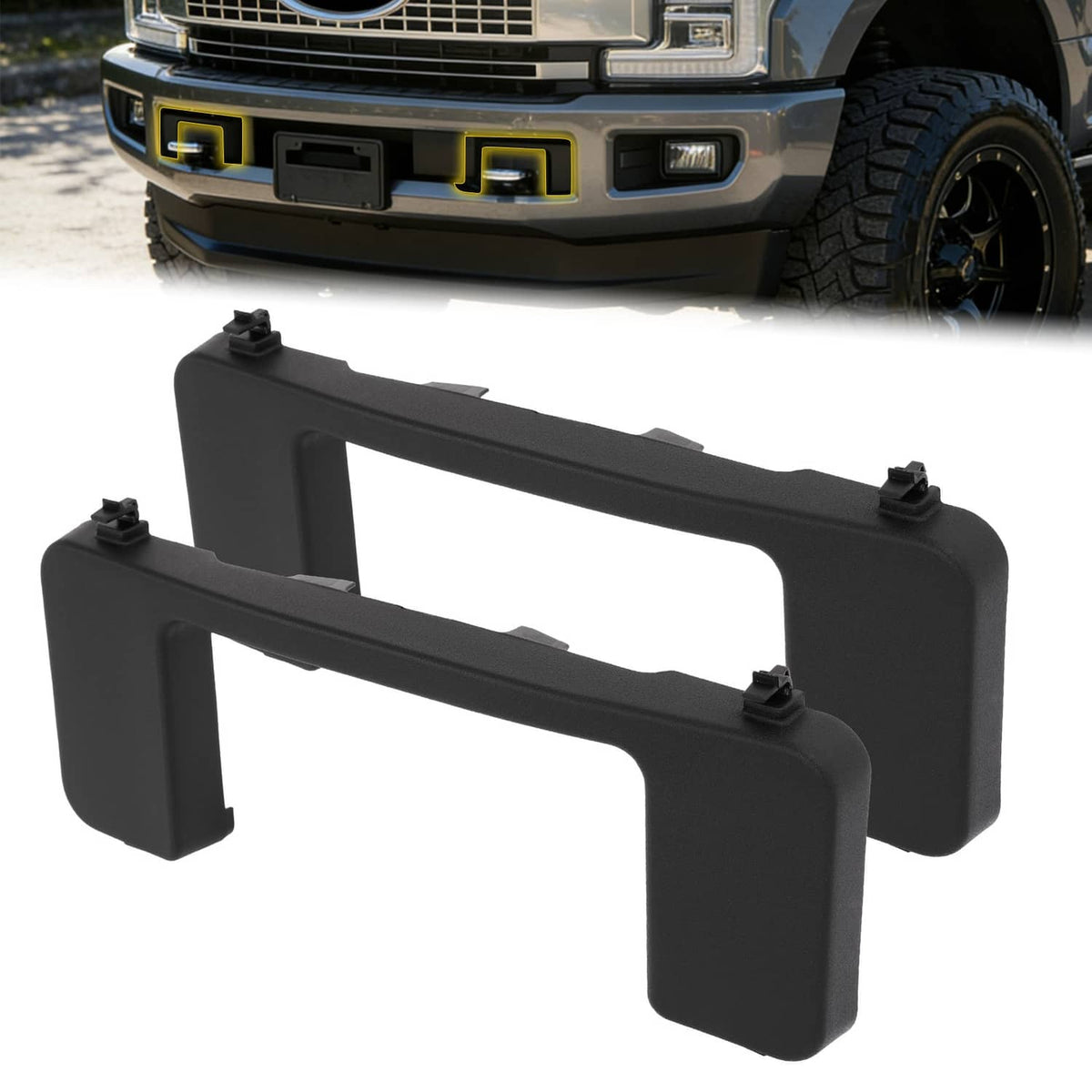 Solid Spare Pair Front Bumper Tow Hook Cover Cap For Ford F250 F350 Super Duty XL XLT 17-22