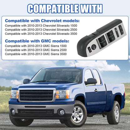 Solidspare Master Power Window Switch W/Black Bezel For 2007-2013 Chevrolet Silverado 1500