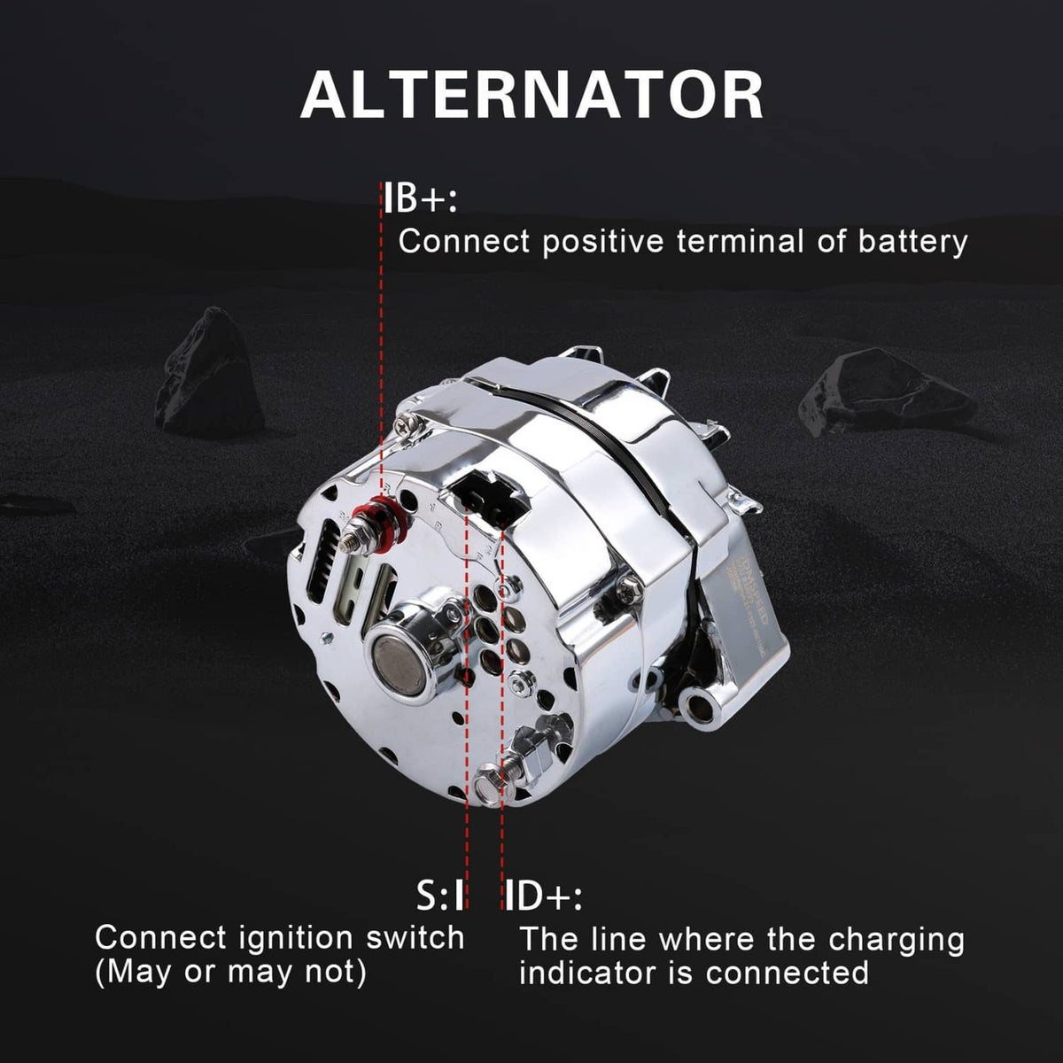 Solidspare Chrome Alternator For SBC BBC Chevy GM 1 Wire Street Rod-High Output ADR0335-C