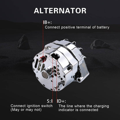 Solidspare Chrome Alternator For SBC BBC Chevy GM 1 Wire Street Rod-High Output ADR0335-C