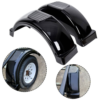 Solidspare LH & RH Trailer Fenders W/ 13" Diameter Wheels For Single-axle Trailers