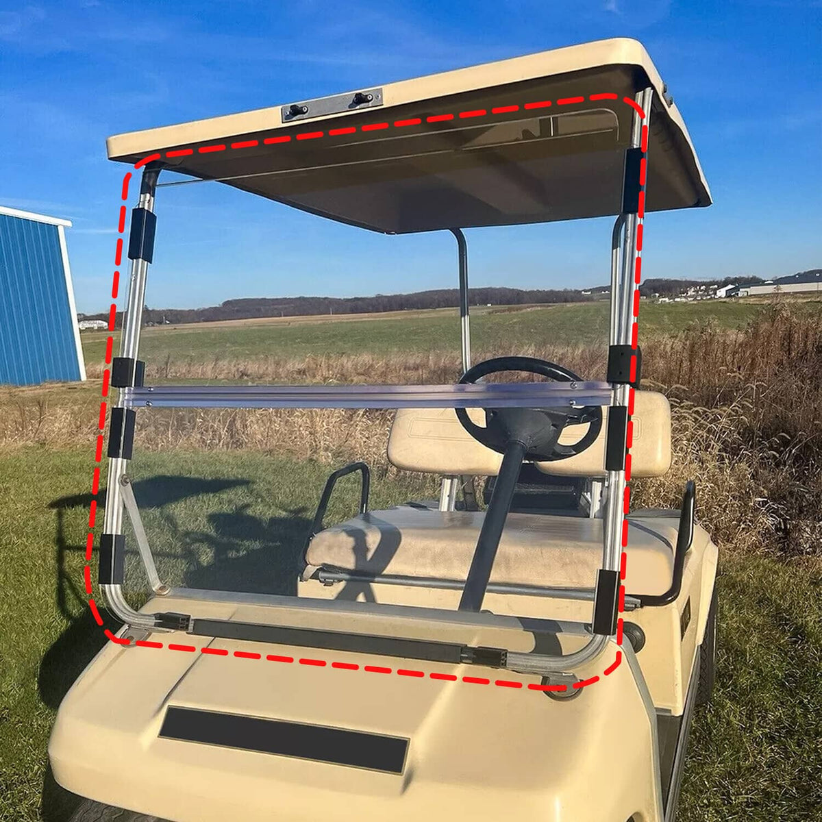Solidspare For Club Car DS 1982-2000.5 Clear Fold Golf Cart Folding Windshield Windscreen