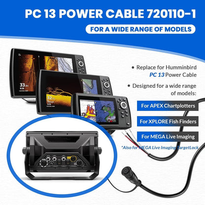 Solidspare PC 13 Power Cable for Humminbird 720110-1 APEX Marine-Rated Power Cable 10 ft