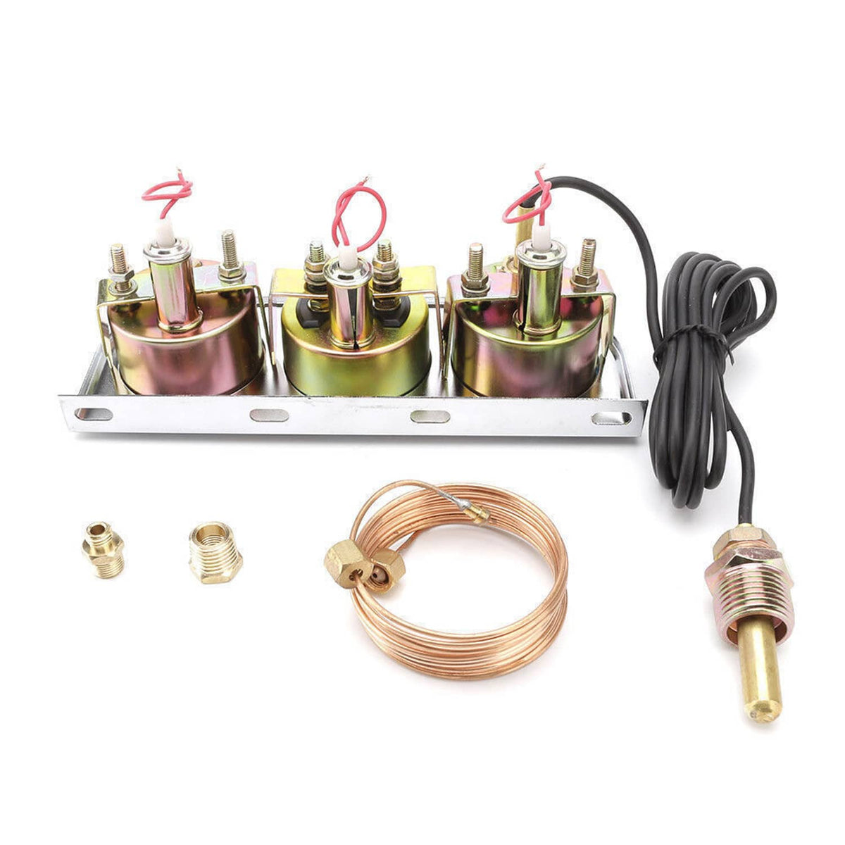 Solidspare 2'' 52mm Chrome Car Triple Gauge Set Kit Amp Meter Water Temp Oil Pressure 3in1