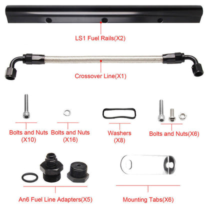 Solidspare Black Billet Fuel Rail Kit Intake Manifold & Hardware for LS LS1 LS2 LS3 LS6 New