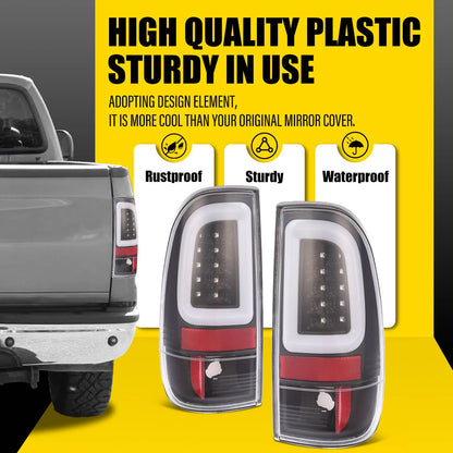Solid Spare Black For 1997-2003 Ford F150 99-07 F250 F350 SD LED Tube Tail Lights Brake Lamp
