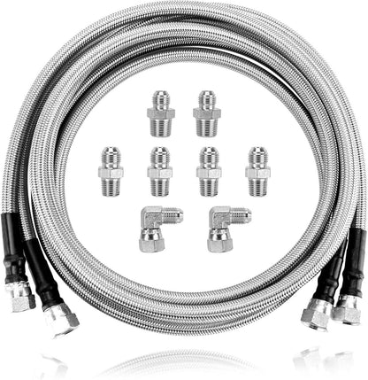 Solidspare SS Braided Transmission Cooler Hose Lines Fittings TH350/700R4/TH400 52" Length