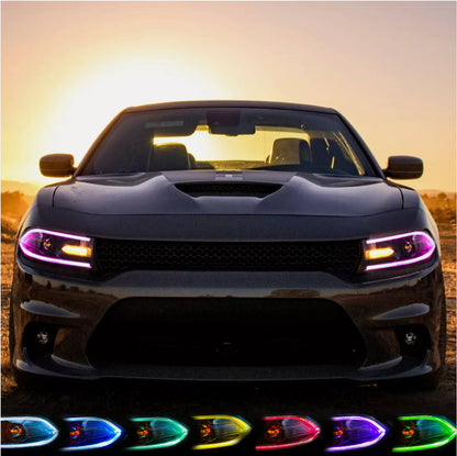 Solidspare Pair For 2015-2021 Dodge Charger LED Projector Headlights RGB Color Change Lamps