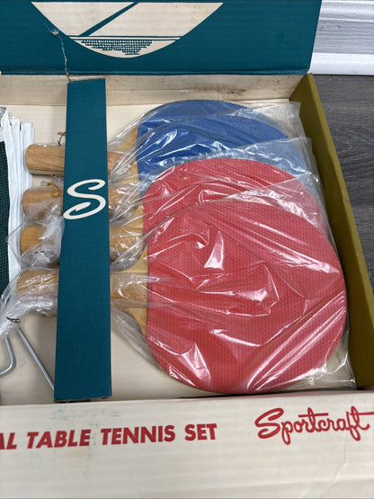 Vintage Sportcraft Official Table Tennis Set Ping Pong Paddles Set of 4 With Net