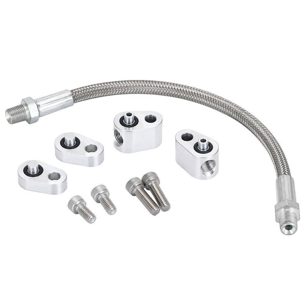 Solidspare For GM LS LS1 Throttle Body Bypass Coolant Steam Port Crossover Hose Braided Kit