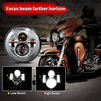 Solidspare 7 Inch 140W LED Headlight Hi/Lo + 2Pcs 4.5Inch 80W Fog Light for Harley Davidson