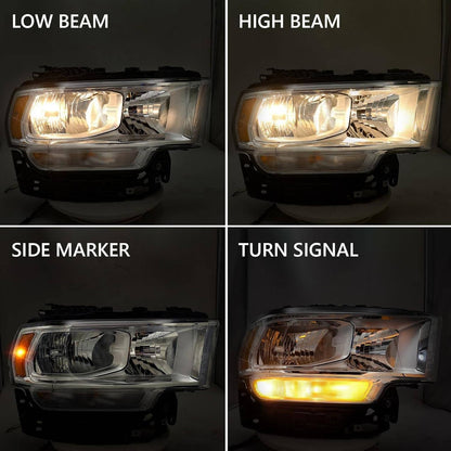 Solidspare For 2019-2024 Ram 2500 3500 Halogen Chrome Headlight Assy Right Passenger Side