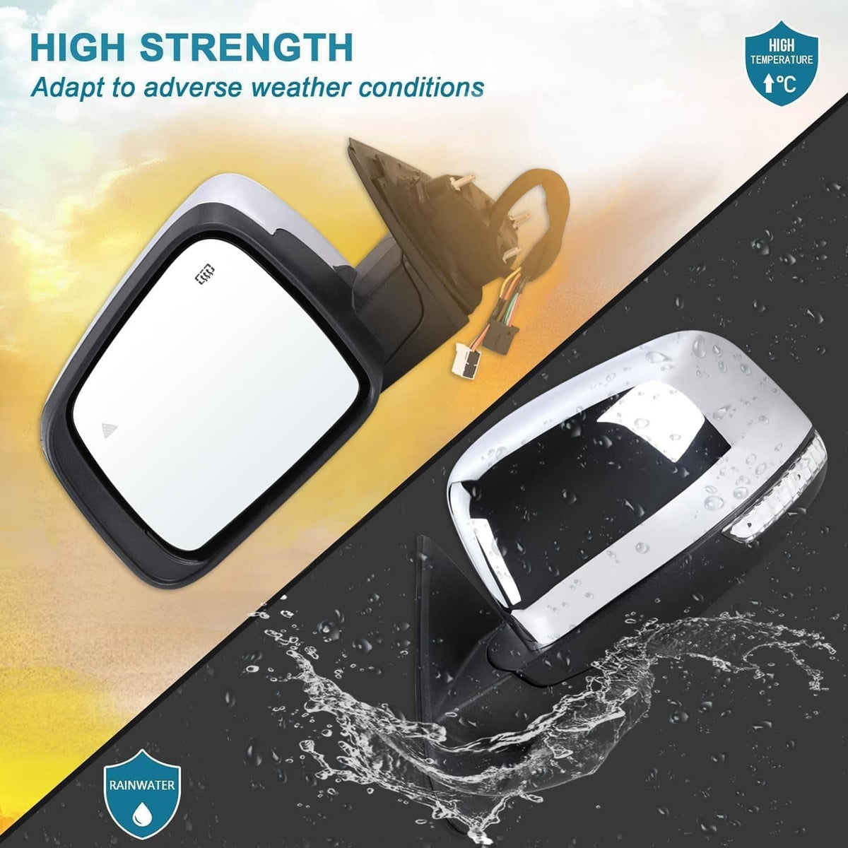 Solidspare Driver Side Mirror w/Manual Folding Blind Spot For 2011-2022 Jeep Grand Cherokee