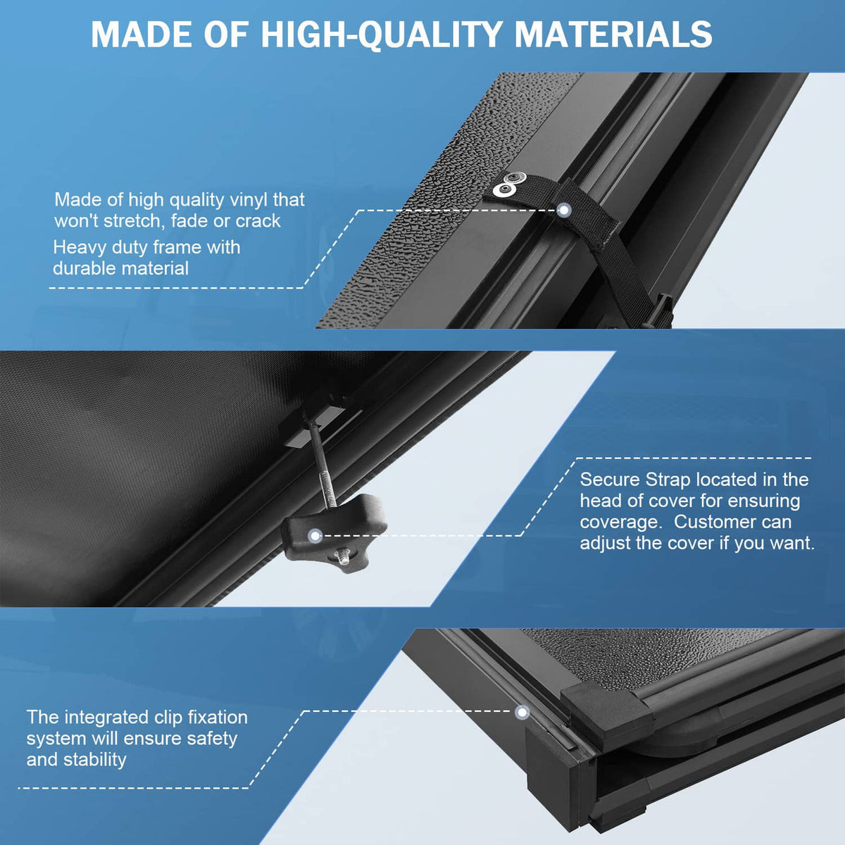 Solidspare 8ft Long Bed Hard Tri-Fold Tonneau Cover For 2002-2024 Ram 1500/2500/3500