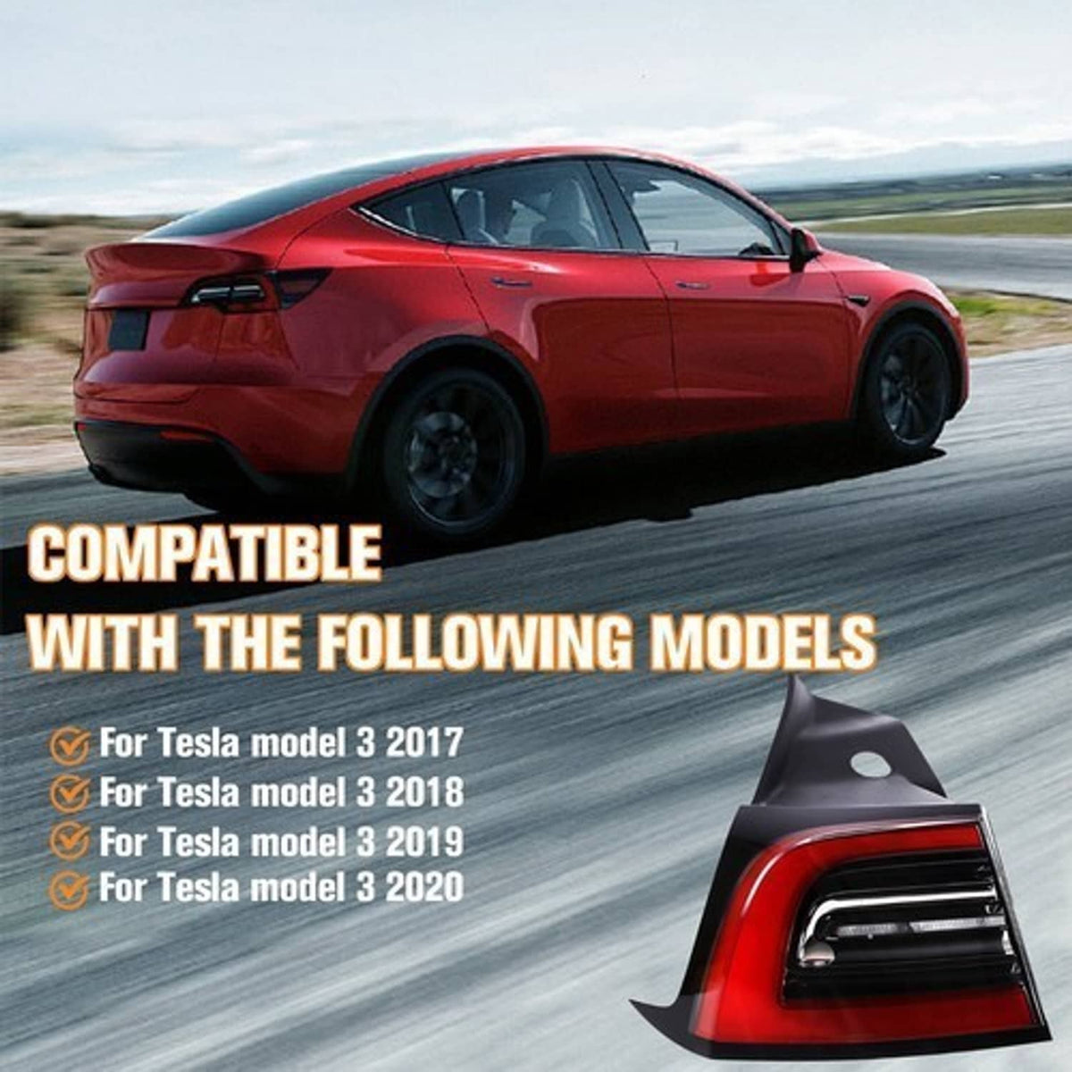Solidspare For 2021-2024 Tesla Model 3/Y Left Rear Tail Lamp 4-Pin LED Amber OE# 1502086