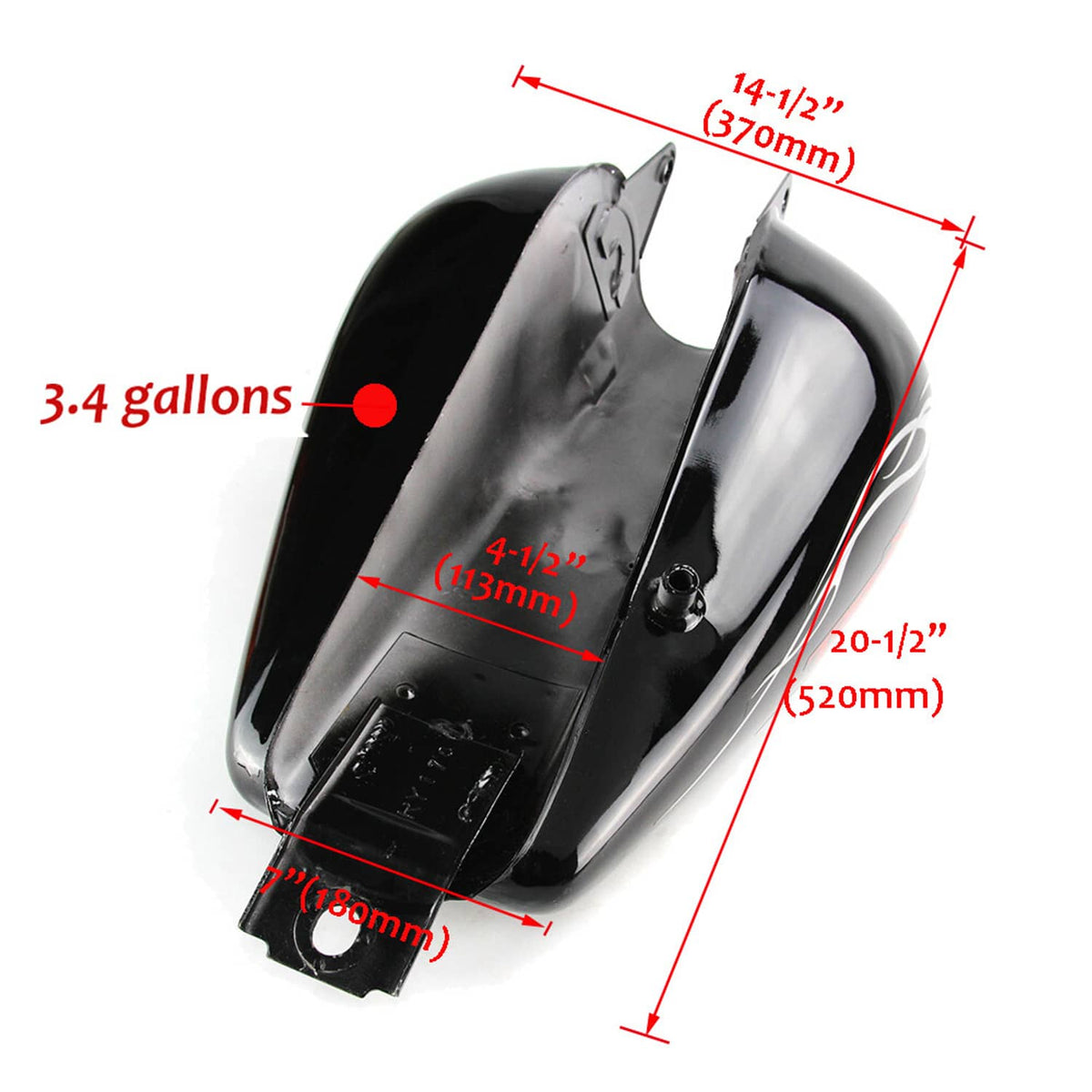 Solidspare 3.4 Gallons Fuel Gas Tank For Honda Rebel 250 CMX 250 CMX250C 1985-2016 Black