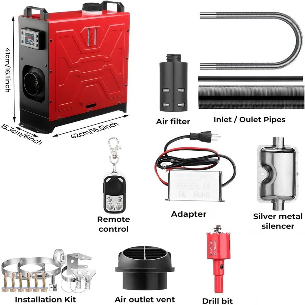 Solidspare 8KW Diesel Air Heater 12V/24V APP Bluetooth & 110V AC Adapter For Car RV Indoors