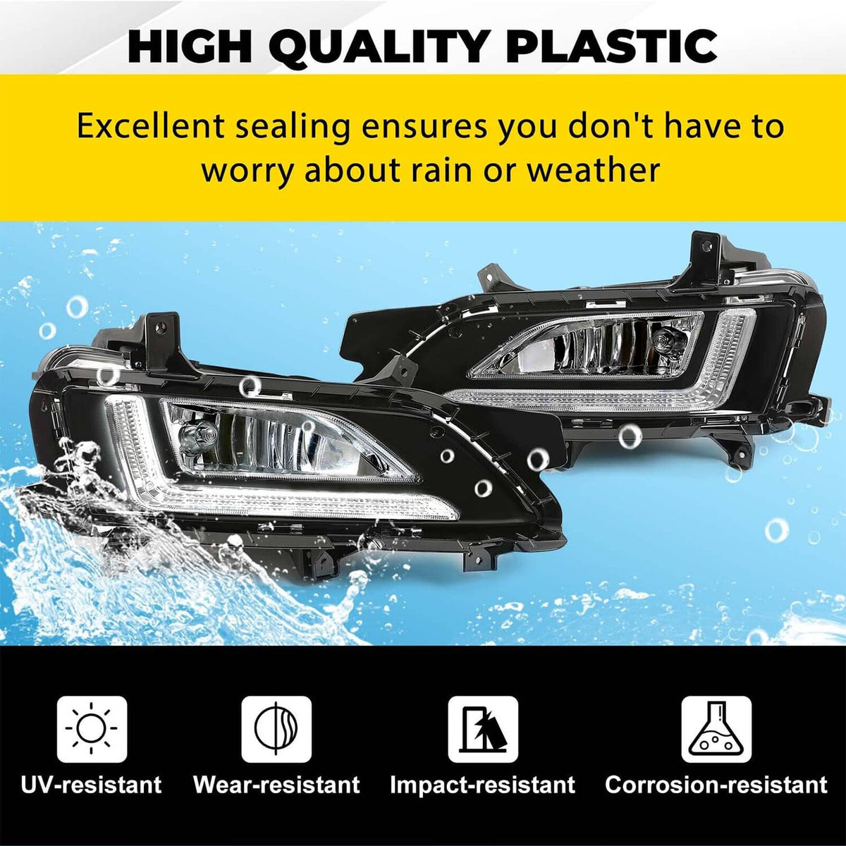 Solid Spare Pair LED&DRL Fog Lights Bumper Lamps LH&RH w/Bulbs For Hyundai Tucson 2019-2021