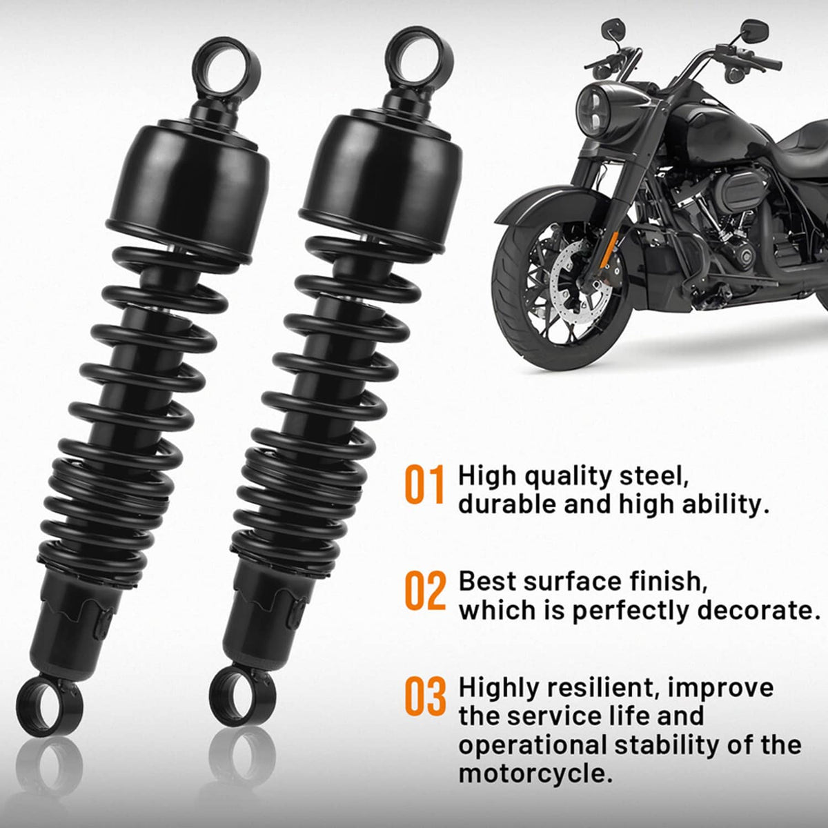 Solidspare Pair 13" Rear Suspension Shocks for 1984-2024 Harley Touring Road King Glide CVO