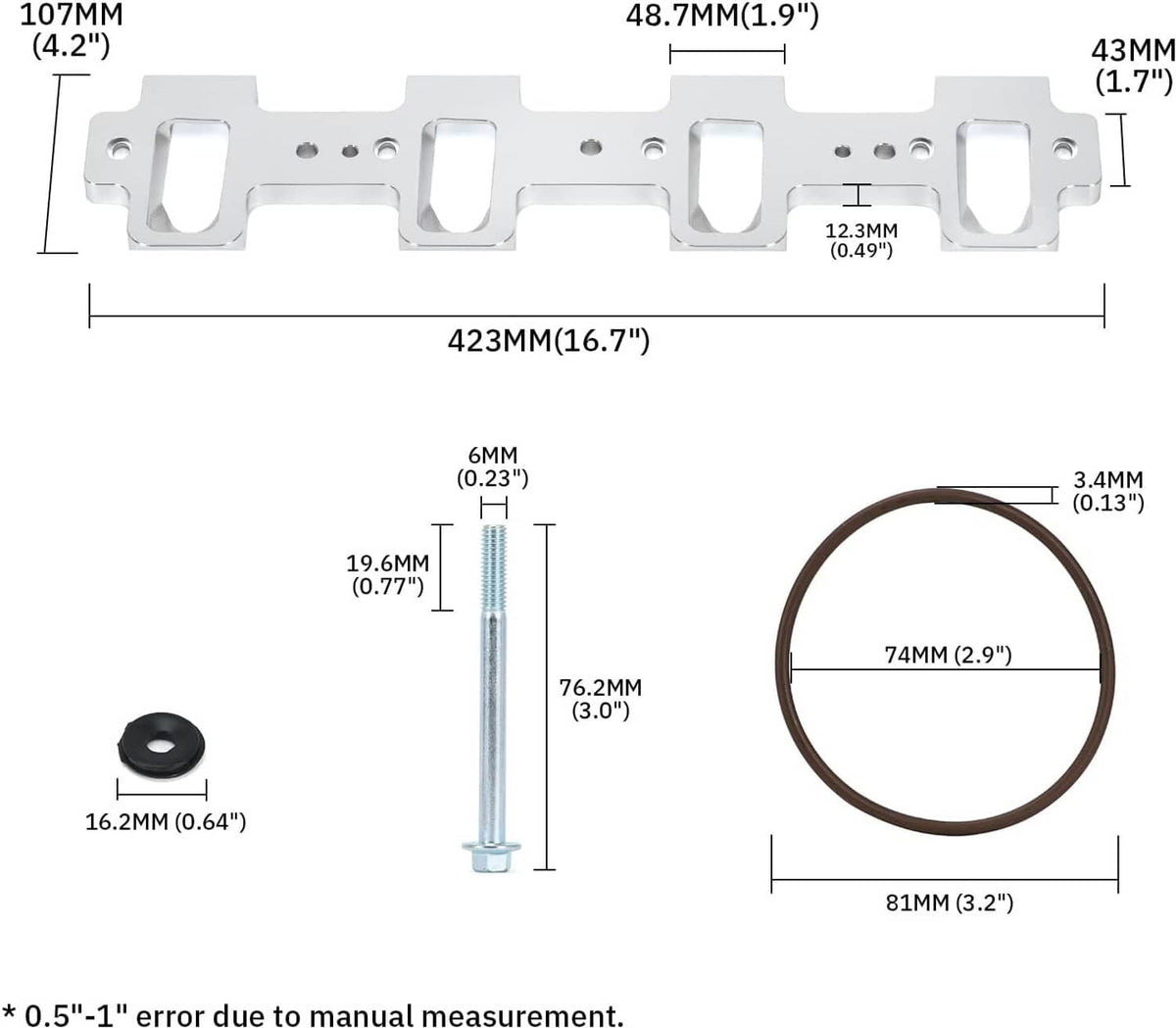 Solidspare For LS1 Cathedral Port Cylinder Head to LS3 LSA ZL1 CTS-V Supercharger Adapters