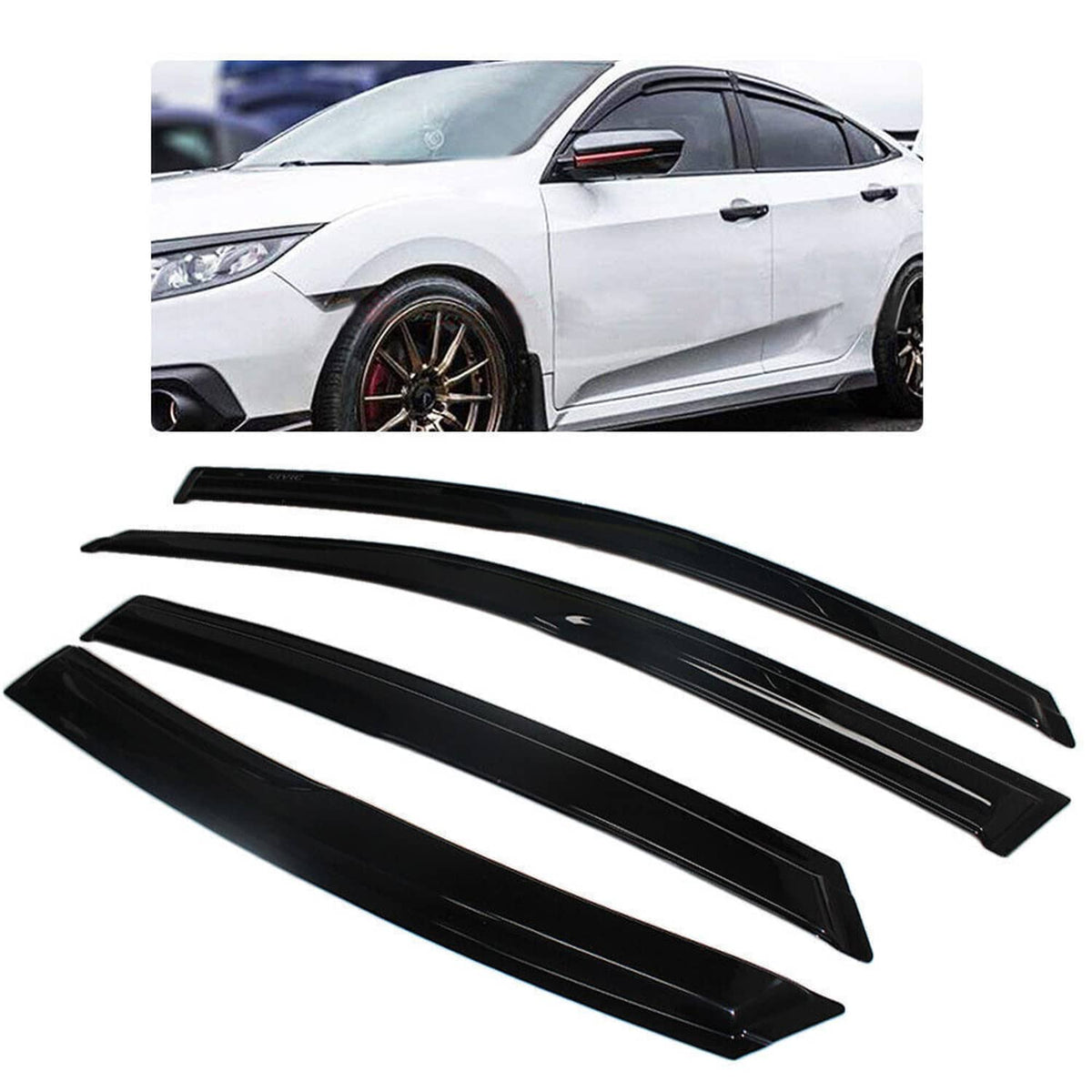 Solidspare For 2018-2022 Honda Accord 3D Wavy Mugen Style Window Visors Rain Guards Vent