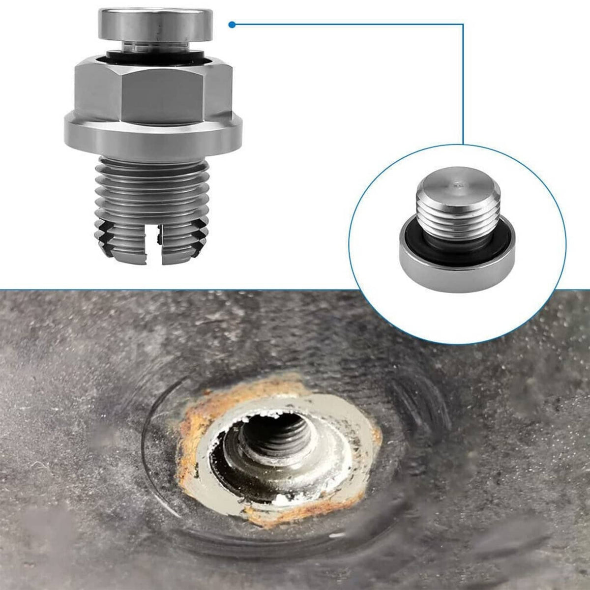 Solidspare M18 1-1.5x15mm Oil Drain Plug Self-tapping Piggyback Stainless Steel Repair Kit