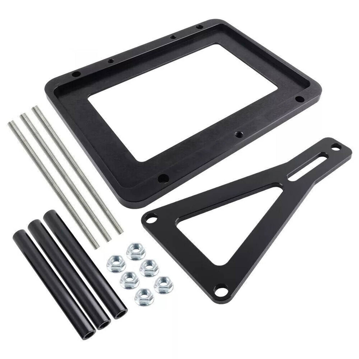 Solidspare Billet Aluminum Black Battery Tray Hold Down Trunk Relocation Box Racing Mount