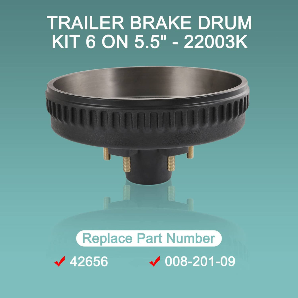 Solidspare 12"X2" Trailer Brake Hub Drum Kit 6 on 5.5" for 5200 - 6000 Lbs Axle