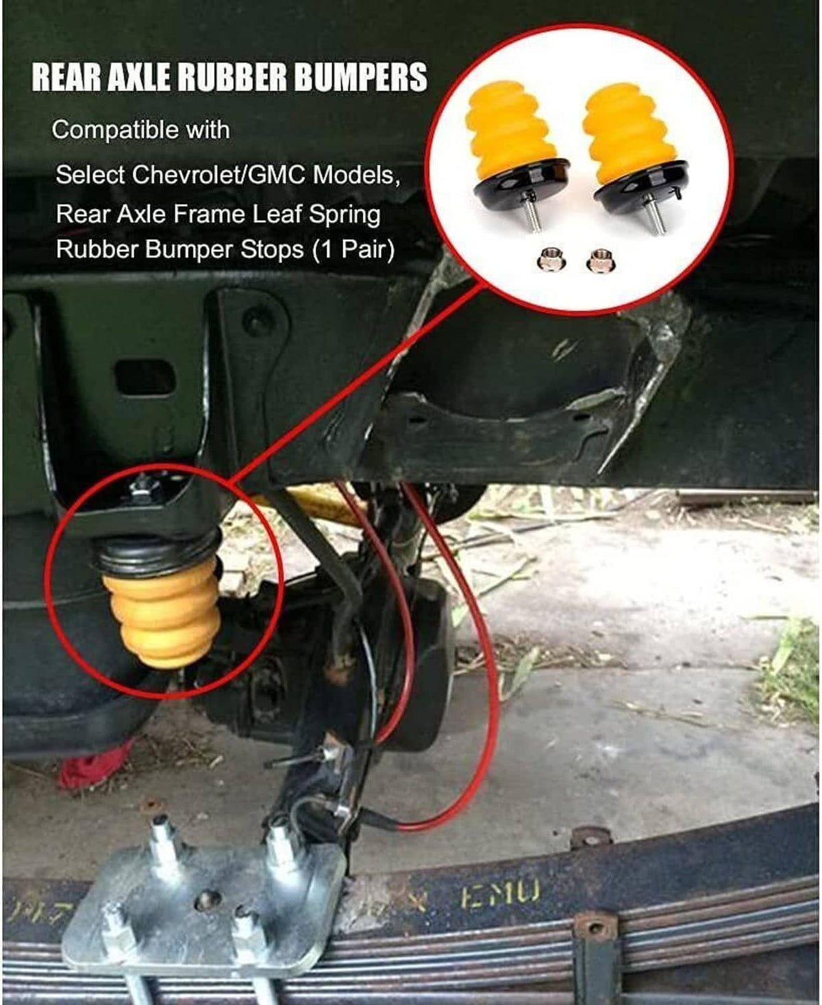 Solidspare 2Pcs Rear Axle Bumper For Chevy Silverado GMC Sierra 1500 1999-2007 15712438 New