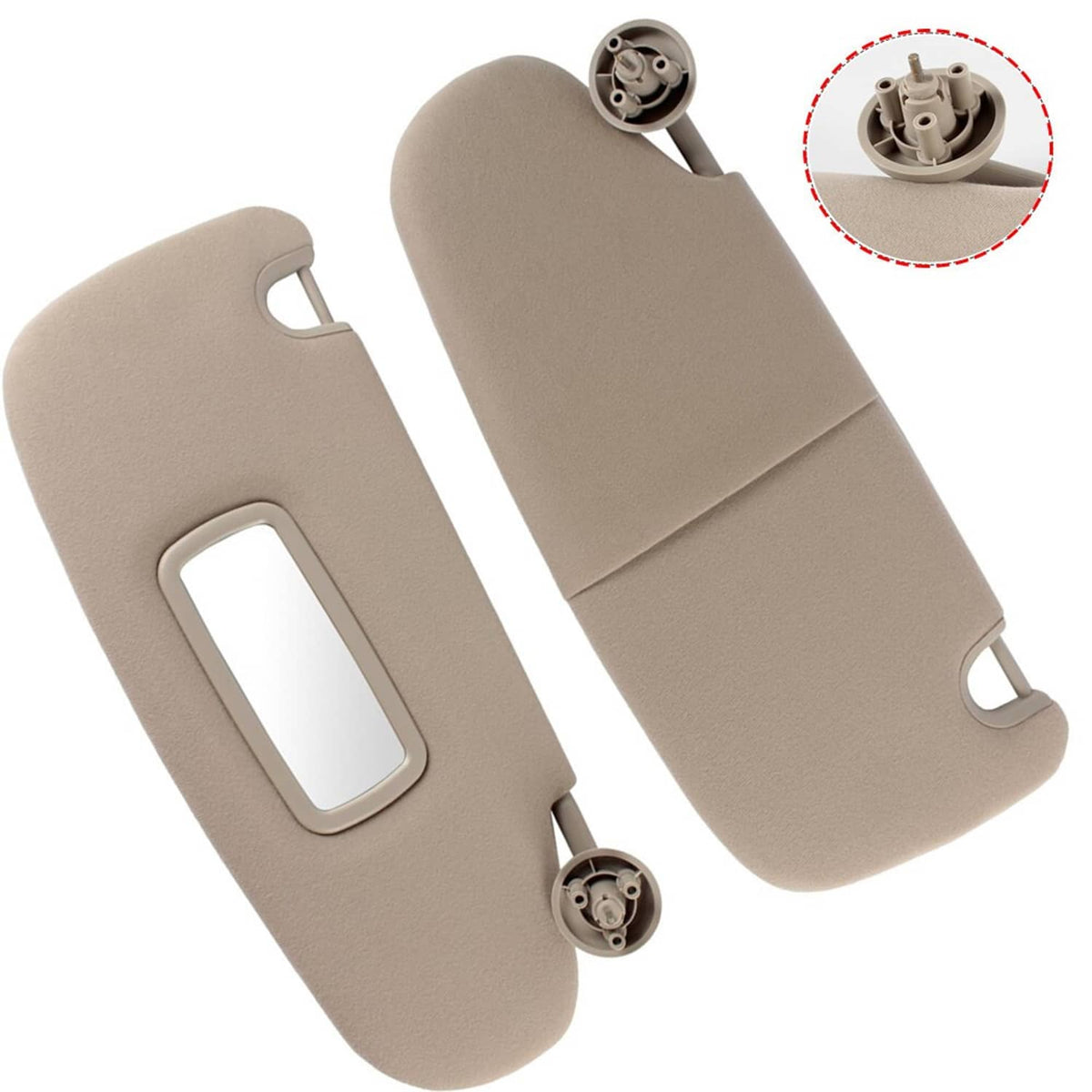 Solidspare 2Pcs Sun Visor Set Left & Right For 2002-2009 Dodge Ram 1500 2500 3500 Beige