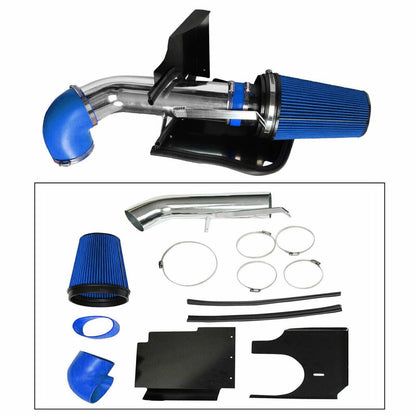 Solidspare 4" Cold Air Intake Kit+Heat Shield Blue Fit For 99-07 Chevy GMC V8 4.8/5.3/6.0L