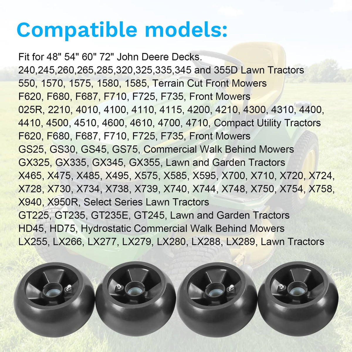 Solidspare Universal Deck Wheel Kit for John Deere 48" 54" 60" 72" Deck Lawn Mower AM125172