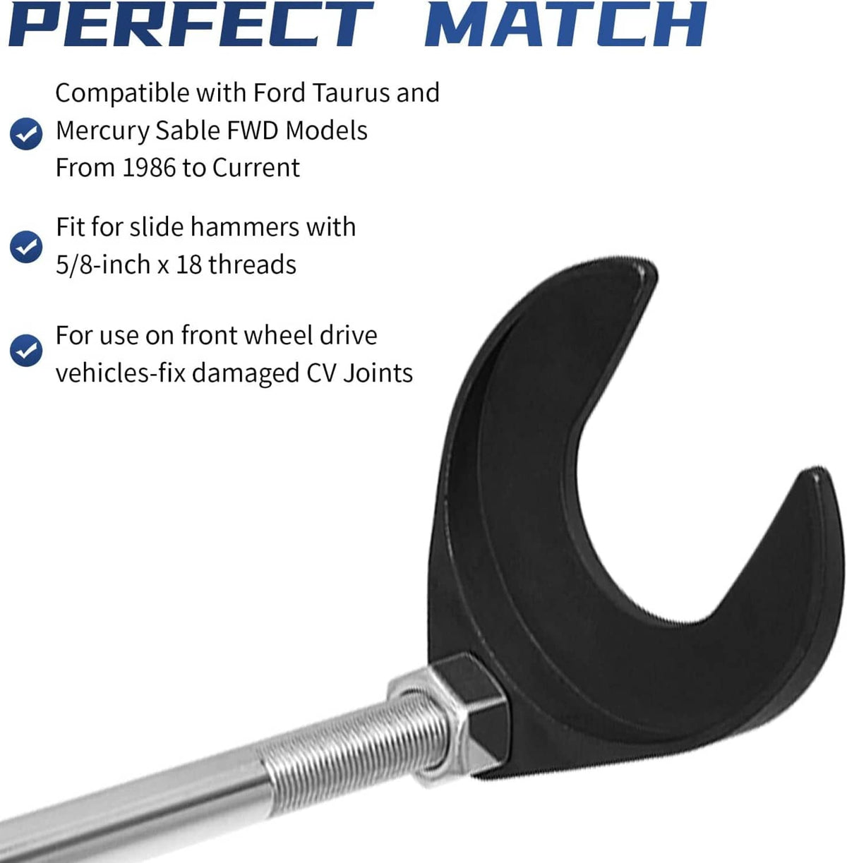 Solid Spare 48mm Inner CV Axle Removal Tool 5/8"-18 Front Wheel Drive Axle Pulley Attachment