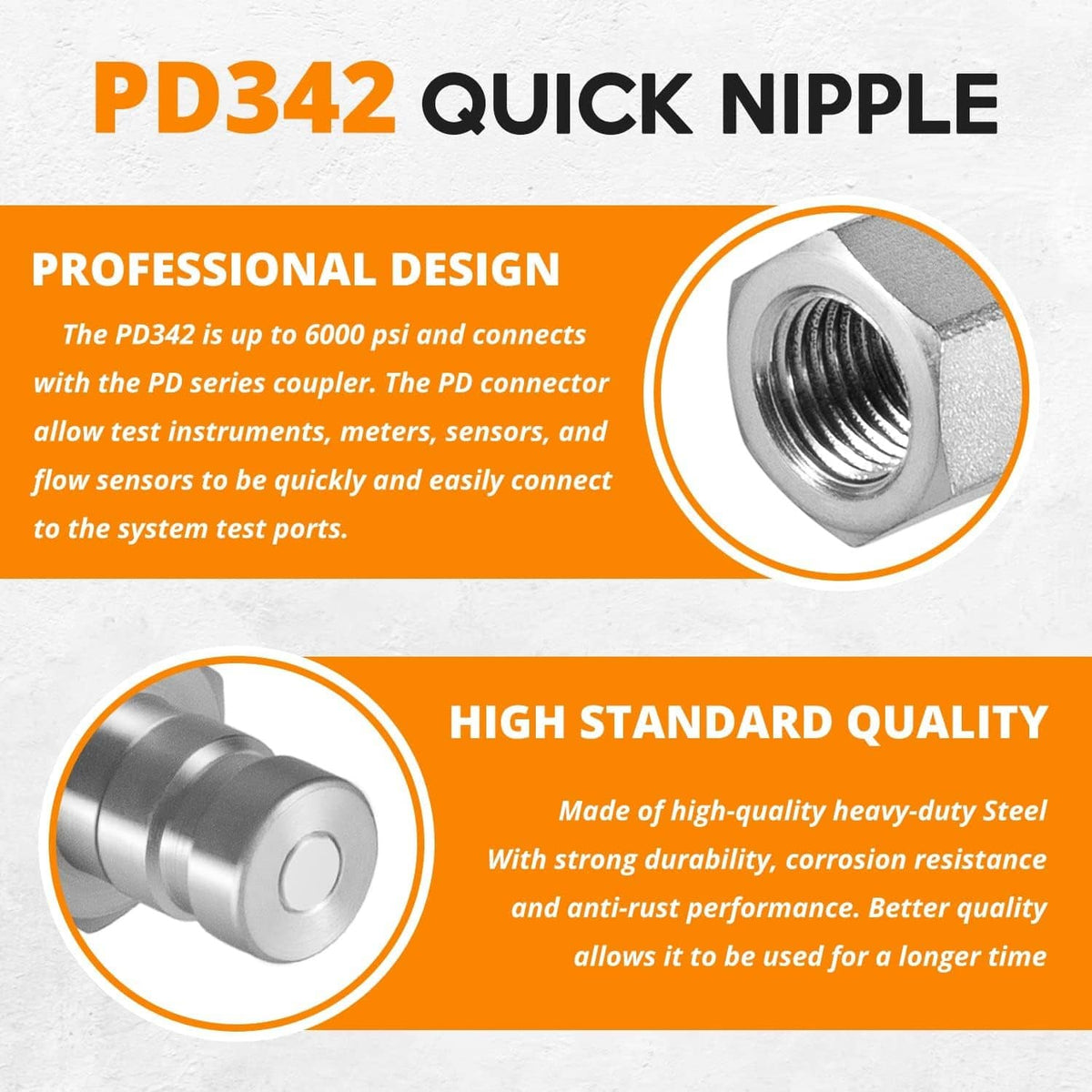Solidspare PD342 Series PD Steel Test Port and Diagnostic Equipment Quick Nipple