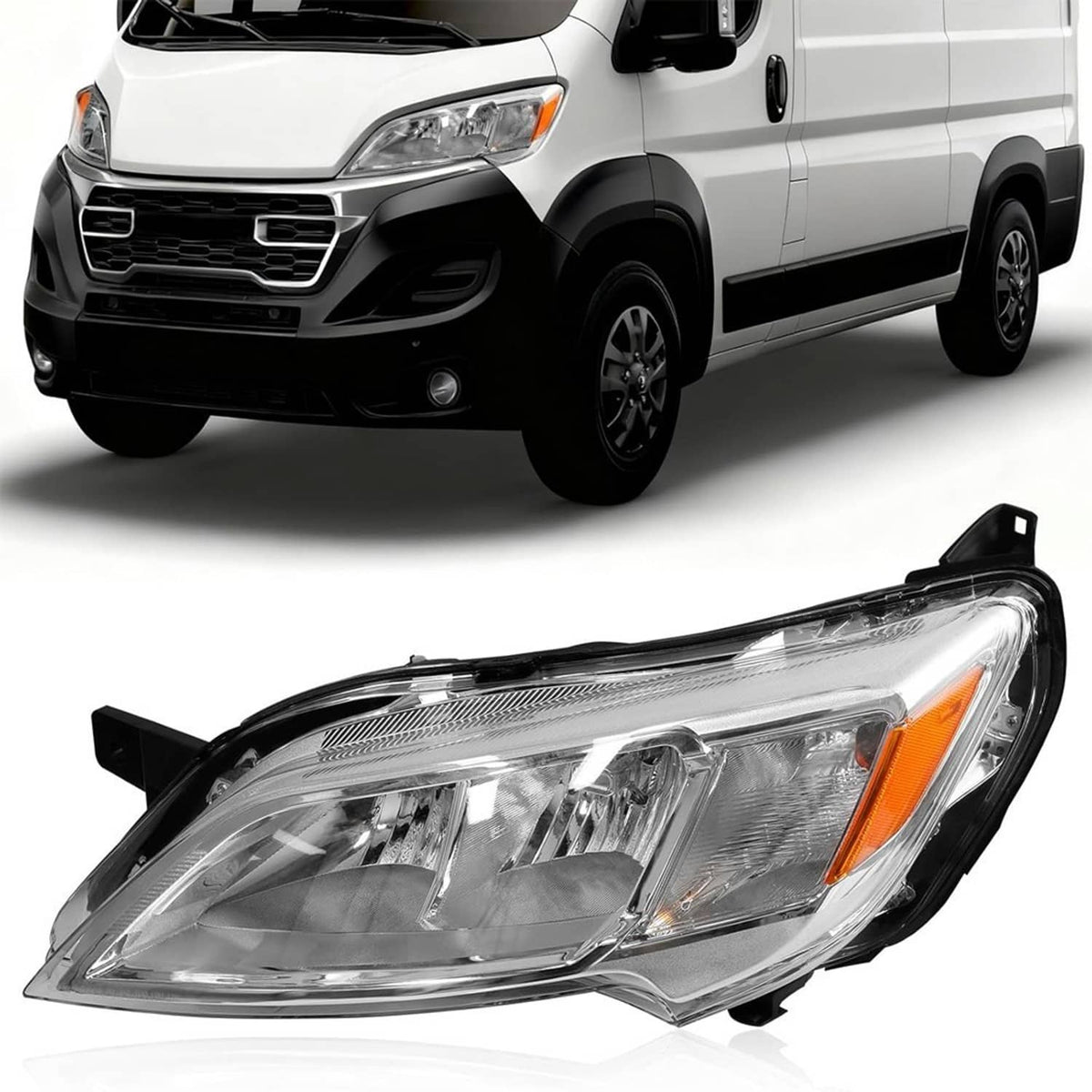 Solidspare Pair Left+Right Halogen Headlights For 2023-2026 Dodge Ram Promaster 1500 2500