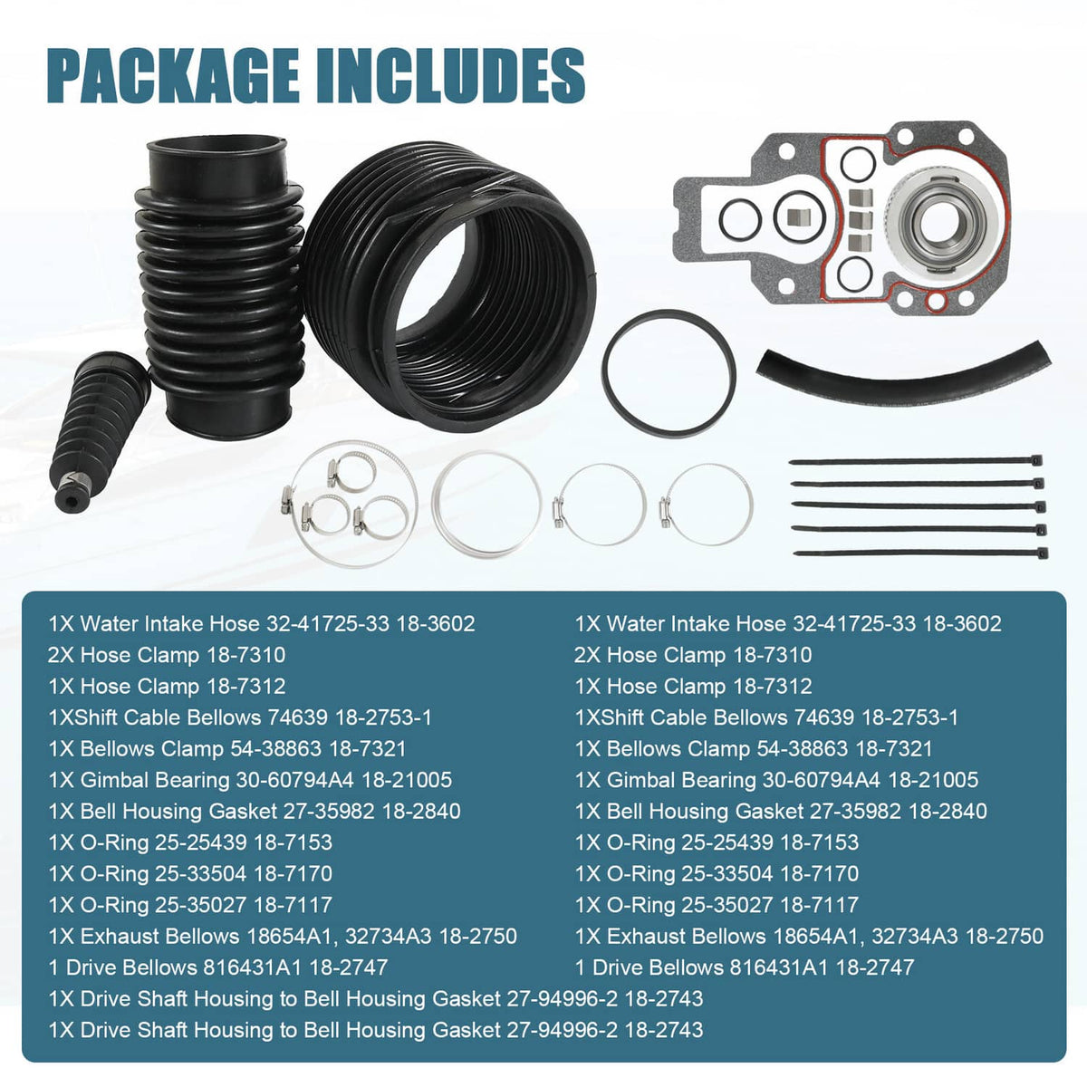 Solidspare FOR MERCRUISER ALPHA ONE 1 GEN 2 TRANSOM BELLOWS REPAIR RESEAL KIT 30-803099T1
