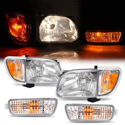 Solid Spare Pair Headlights Corner Signal Lights Lamp w/All Bulbs For Toyota Tacoma 2001-04