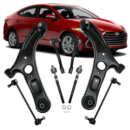 Solidspare For Hyundai Elantra Veloster Front Lower Control Arms w/ Ball Joints Tie Rod Kit