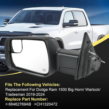 Solidspare Pair For 2019-2024 Ram 1500 Driver & Passenger Side Mirrors w/Heated Turn Signal