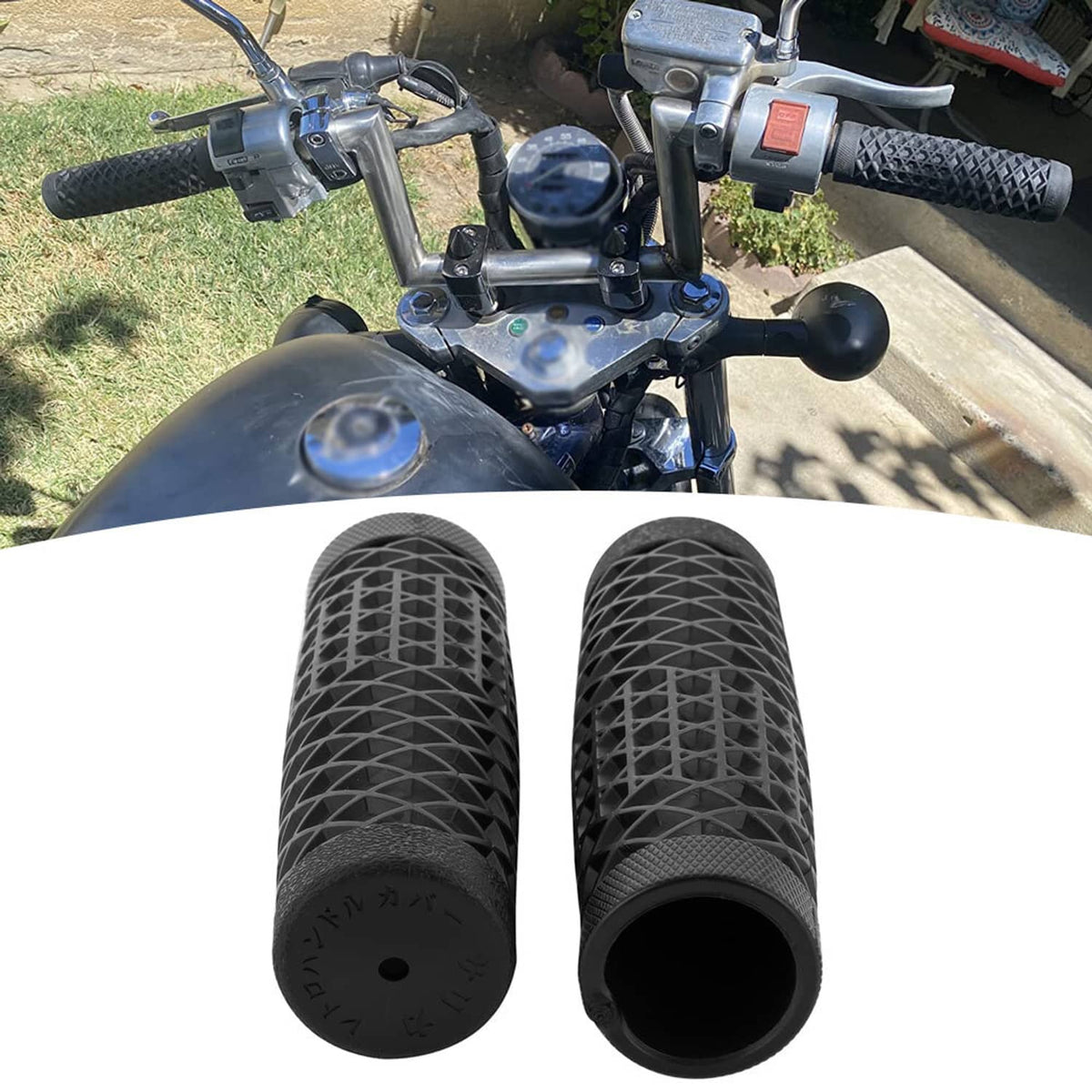 Solidspare Pair 25mm 28mm Motorcycle Handlebar Grips Hand Grip Rubber For Harley XL Honda