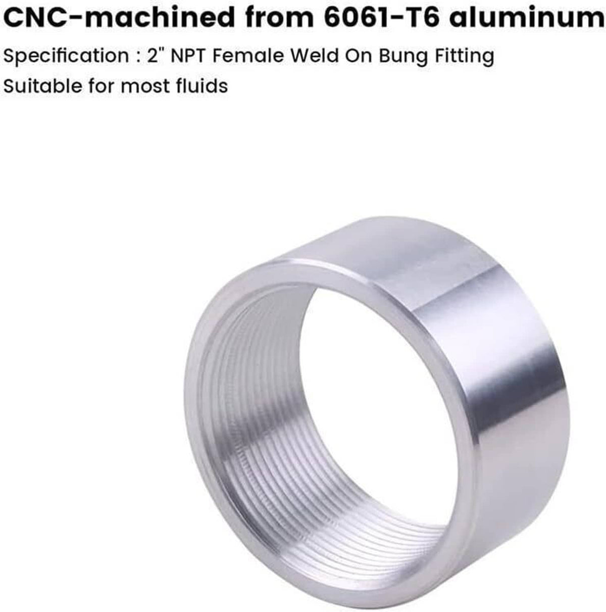 Solidspare New 2 Inch NPT Female Thread Aluminum Weld On Pipe Fitting Bung for Most Fluids