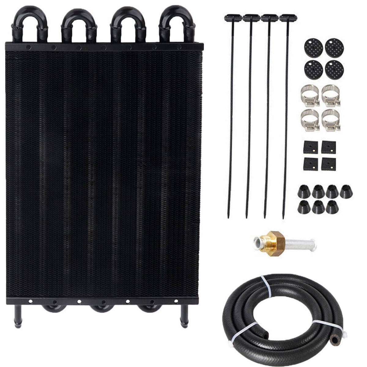 Solidspare 8 Rows Aluminum Remote Transmission Oil Cooler Radiator Converter Kit Universal