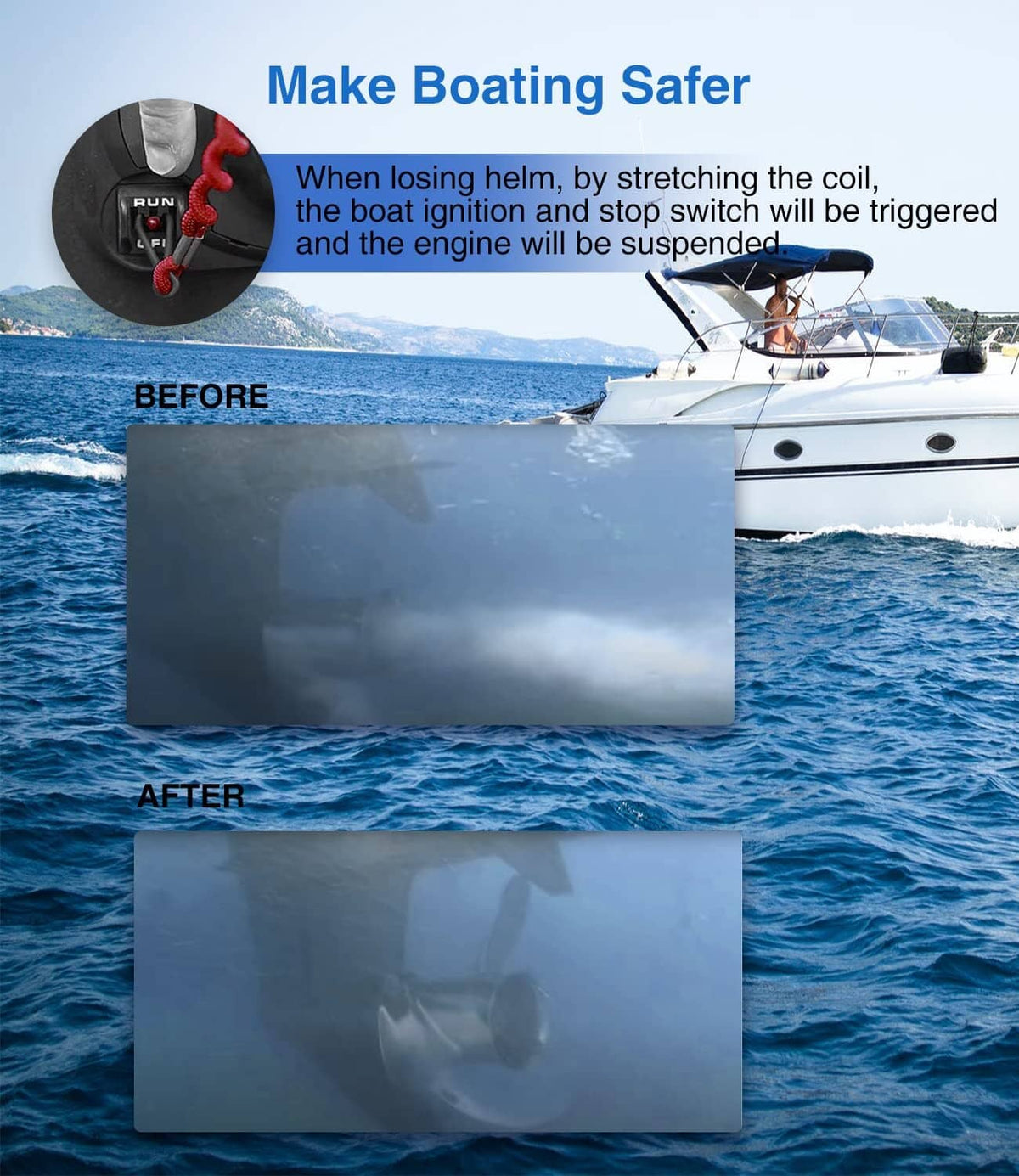 Solid Spare 8M0092849 Boat Kill Switch Safety Lanyard for Mercruiser Mercury Outboard Motor