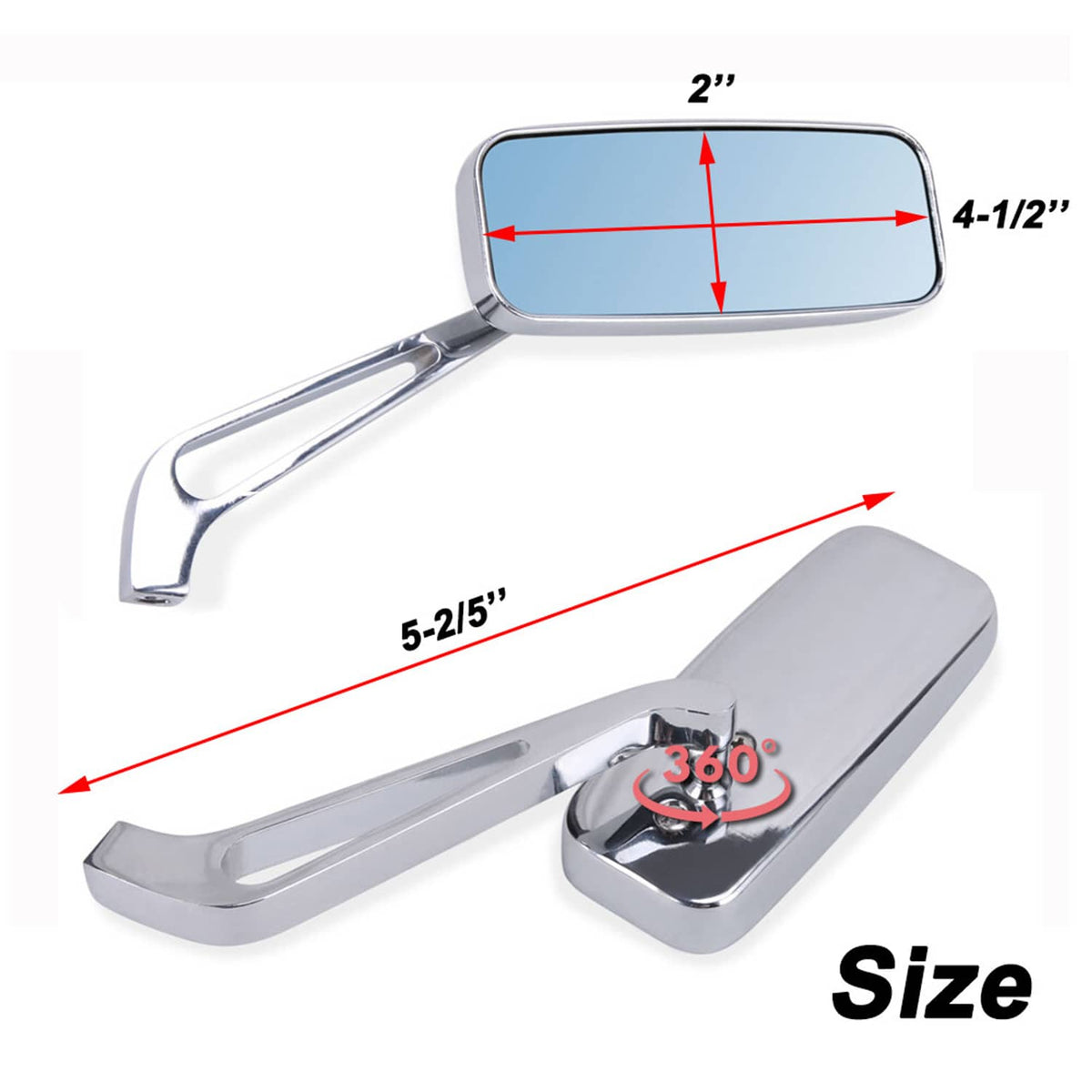 Solidspare Motorcycle Bike Chrome Rearview Mirrors For Harley Sportster Glide Universal US