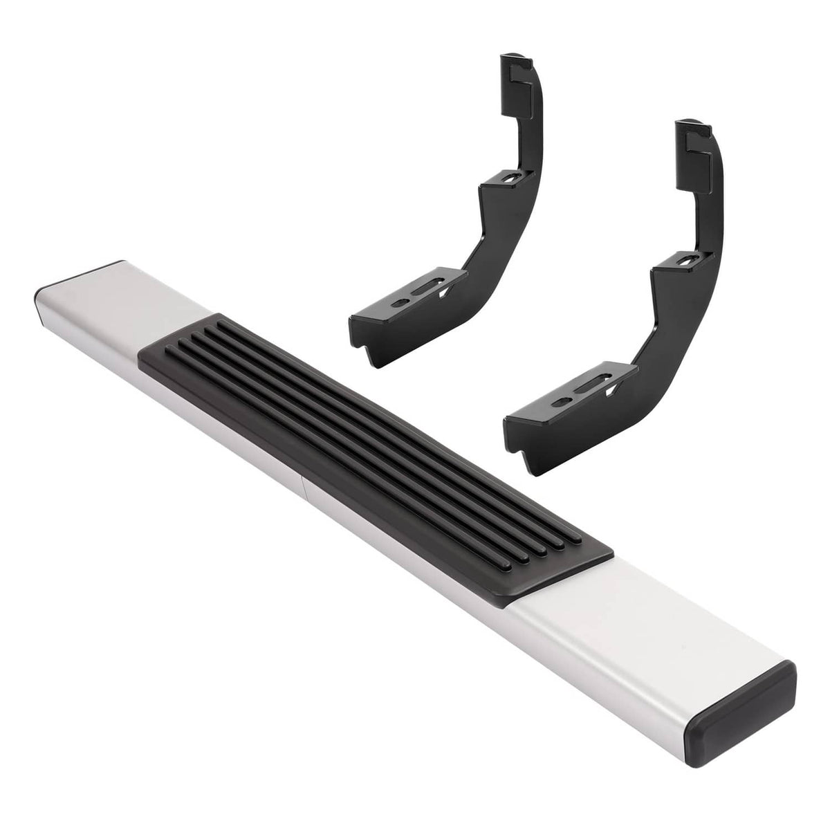 Solid Spare Side Step Bar Running Boards Silver+Black For 19-25 Silverado Sierra Regular Cab