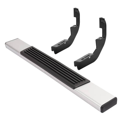 Solid Spare Side Step Bar Running Boards Silver+Black For 19-25 Silverado Sierra Regular Cab