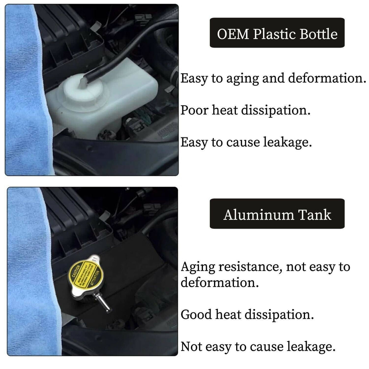 Solidspare 1.6L Radiator Coolant Overflow Water Tank Expansion Reservoir Bottle Aluminum