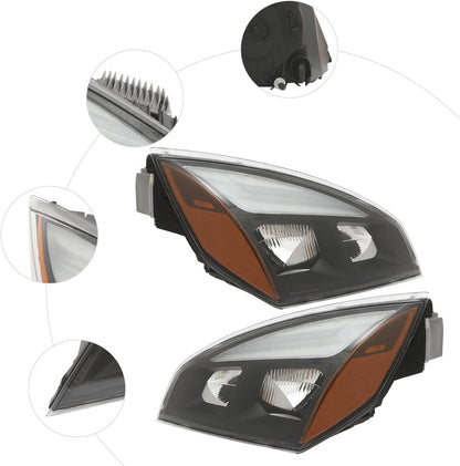 Solidspare Left & Right Full LED Headlights Headlamps For 2018-2022 Freightliner Cascadia