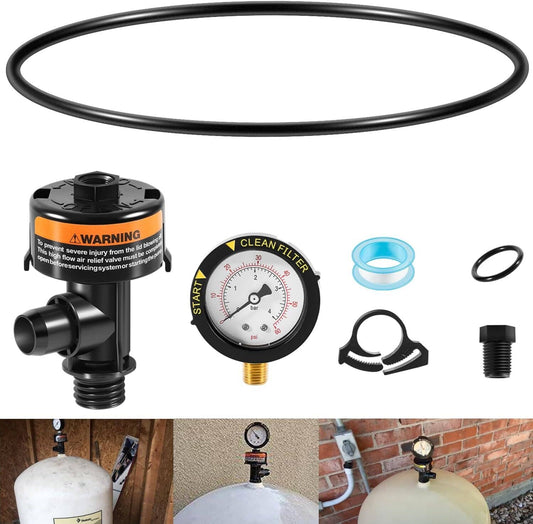 Solid Spare 98209800 High Flow Manual Air Relief Valve with Gauge for Pentair Pool Filters
