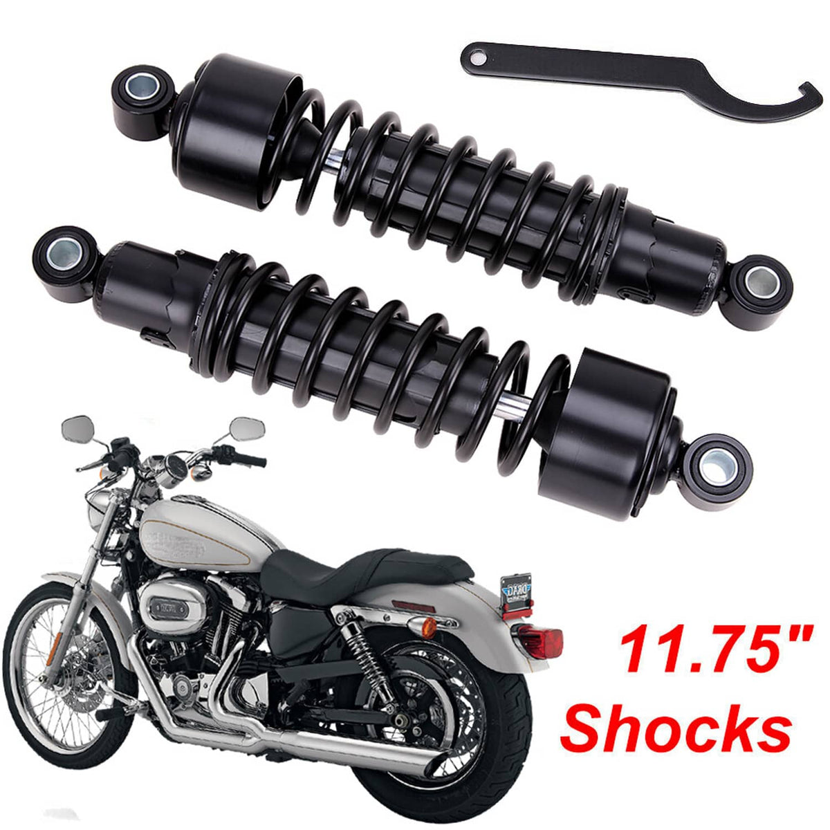 Solidspare 11.75" 298mm Rear Shocks Absorber For Harley Sportster XL883 1200 72 48 FXR 2PCS